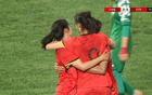 第39分鐘，鄭璐右路破門(mén)，U20女足3-0敘女足。