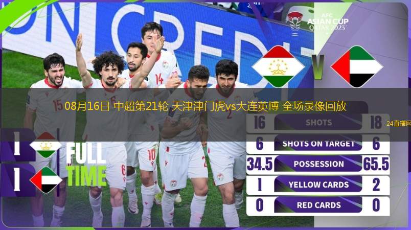 08月16日 中超第21輪 天津津門虎vs大連英博 全場錄像回放